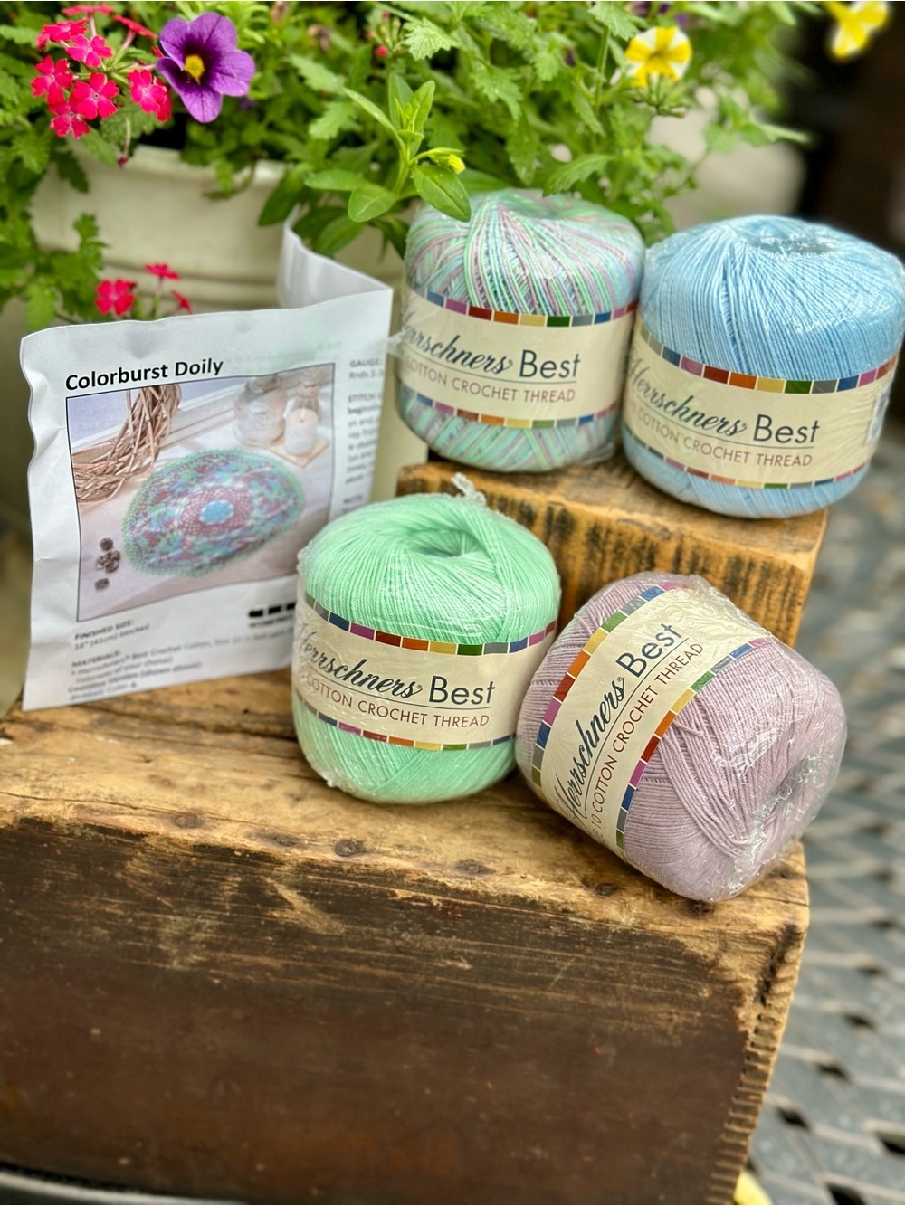 Herrschners Colorburst Doily Best Cotton Crochet Pastel Multi Pack Thread Kit